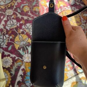 Leather Black and Mint Crossbody pouch